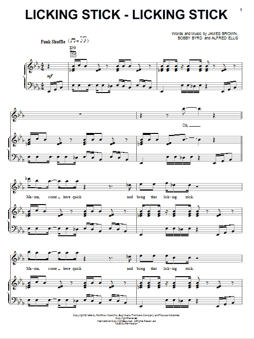 James Brown Licking Stick - Licking Stick Sheet Music