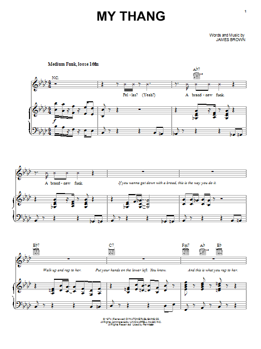James Brown My Thang Sheet Music