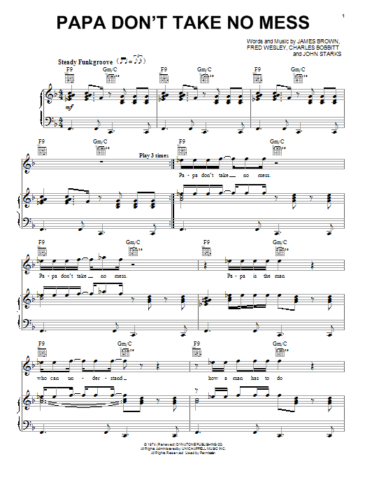 James Brown Papa Don't Take No Mess Sheet Music