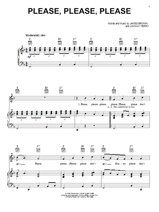 James Brown Please, Please, Please Sheet Music