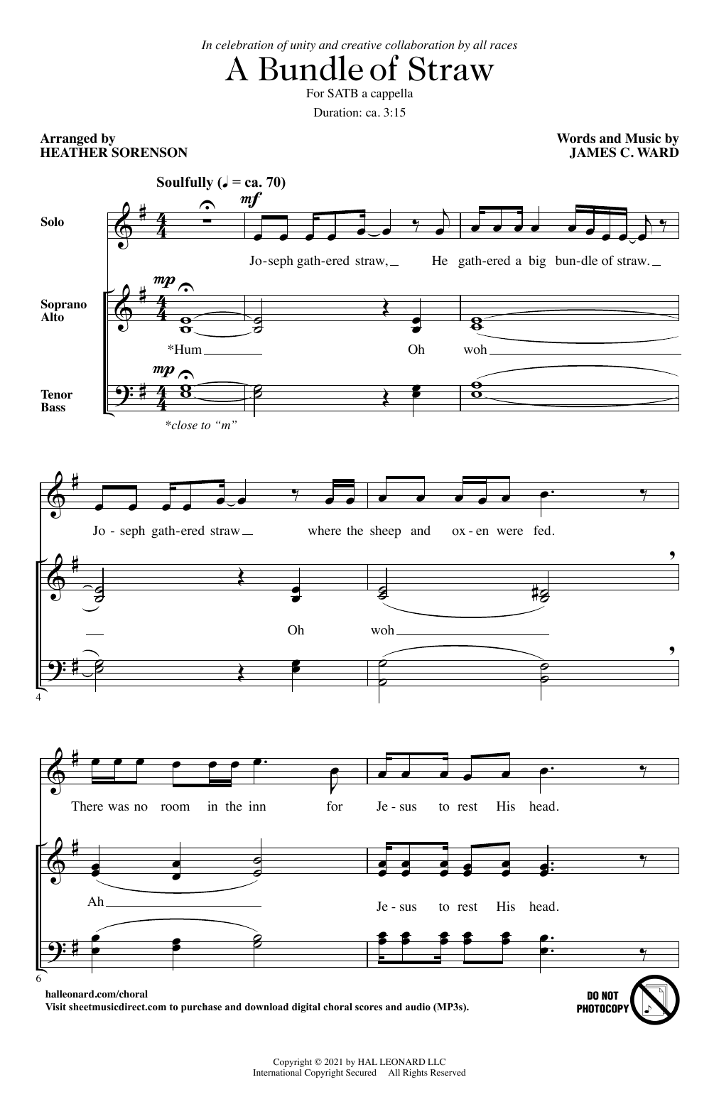 James C. Ward A Bundle Of Straw (arr. Heather Sorenson) Sheet Music