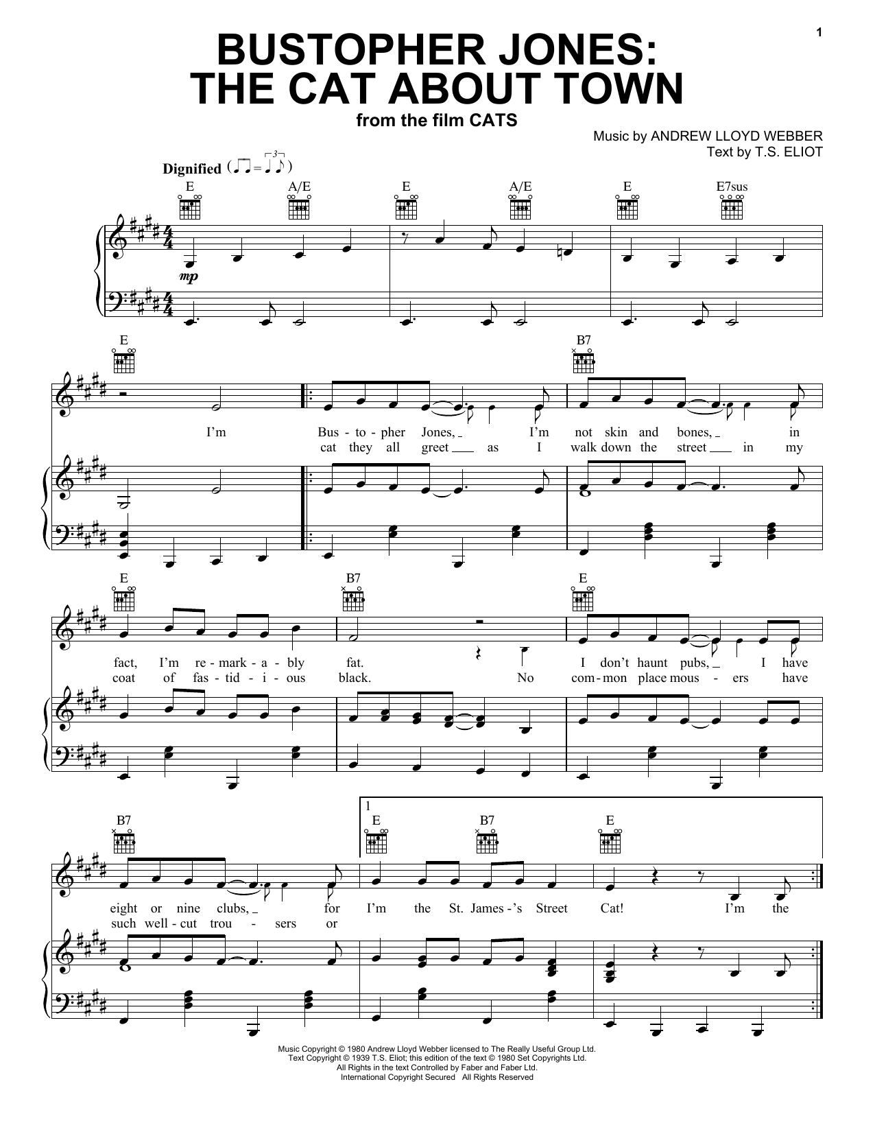 James Corden Bustopher Jones: The Cat About Town (from the Motion Picture Cats) Sheet Music
