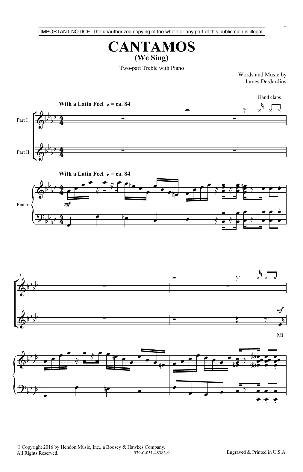 James DesJardins Cantamos Sheet Music