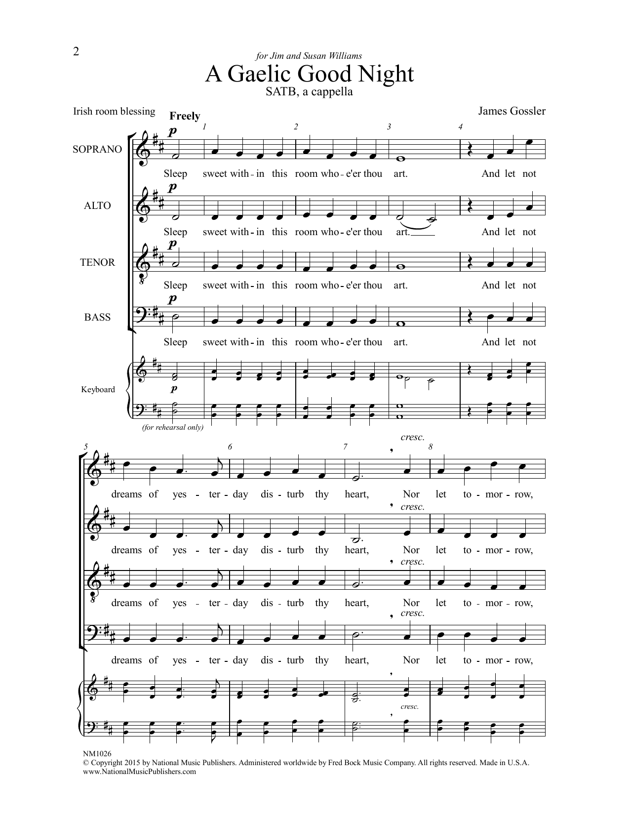 James Gossler A Gaelic Good Night Sheet Music