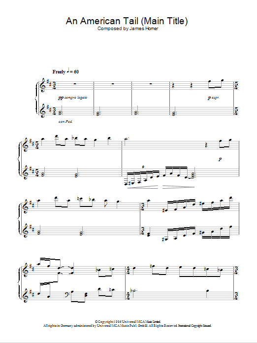 James Horner An American Tail (Main Title) Sheet Music