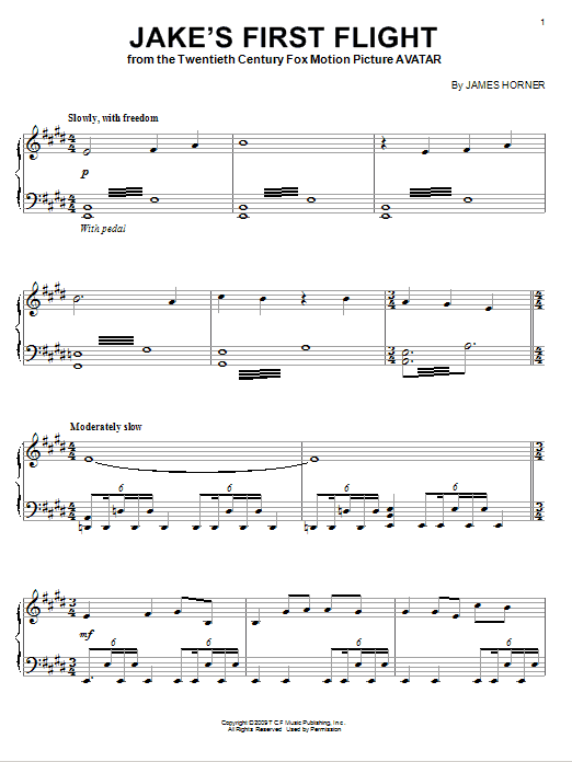 James Horner Jake's First Flight Sheet Music