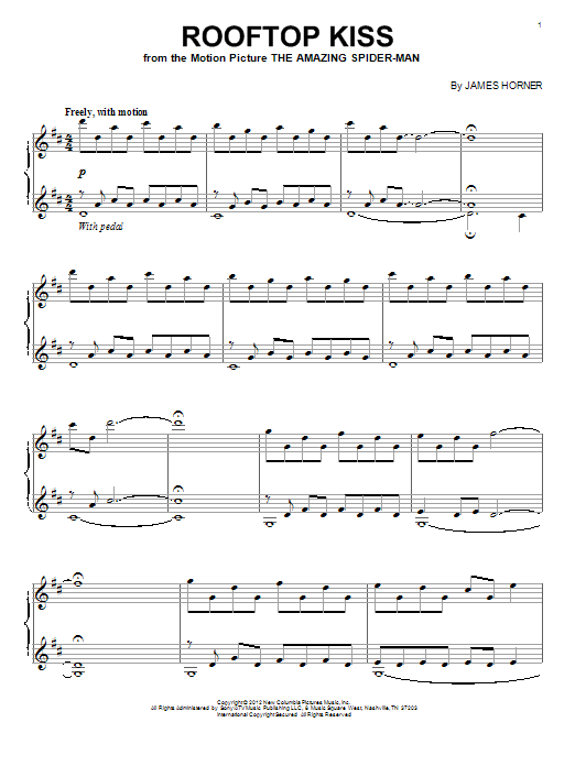 James Horner Rooftop Kiss Sheet Music