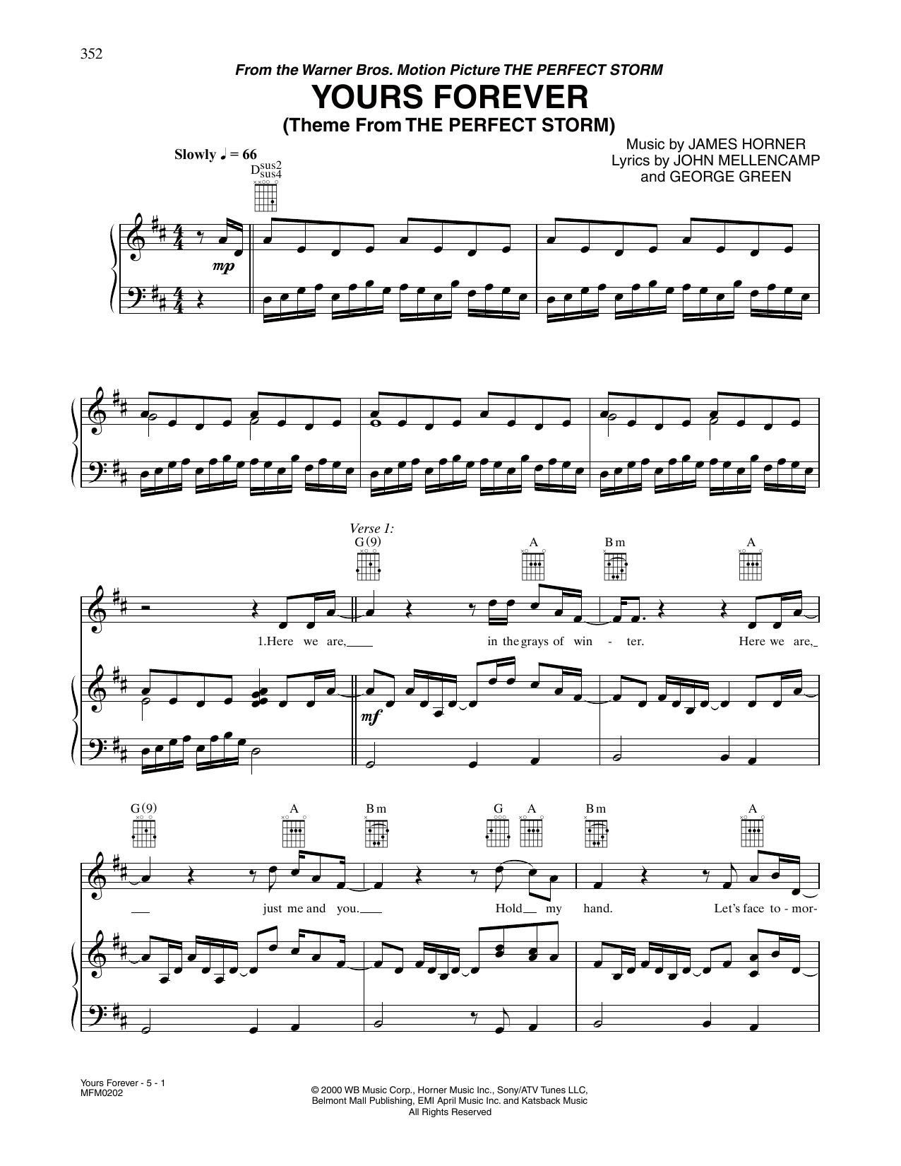 James Horner Yours Forever (from The Perfect Storm) Sheet Music