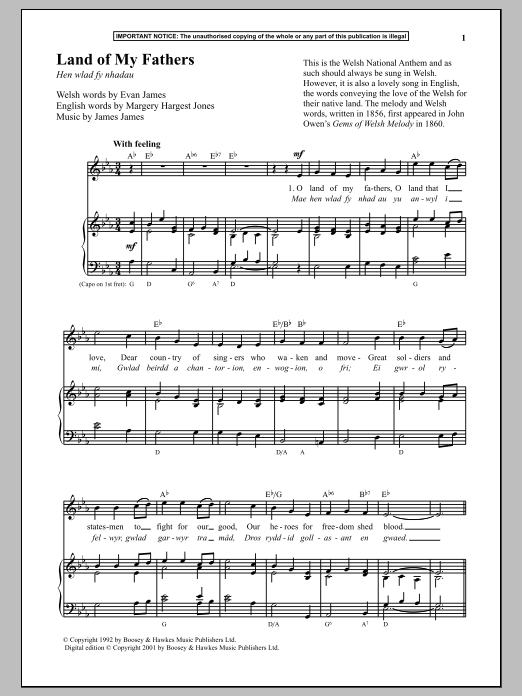James James Land Of My Fathers Sheet Music