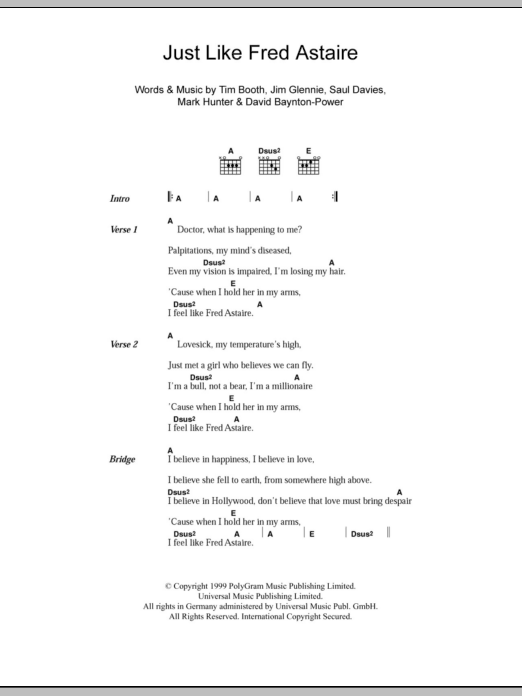 James Just Like Fred Astaire Sheet Music