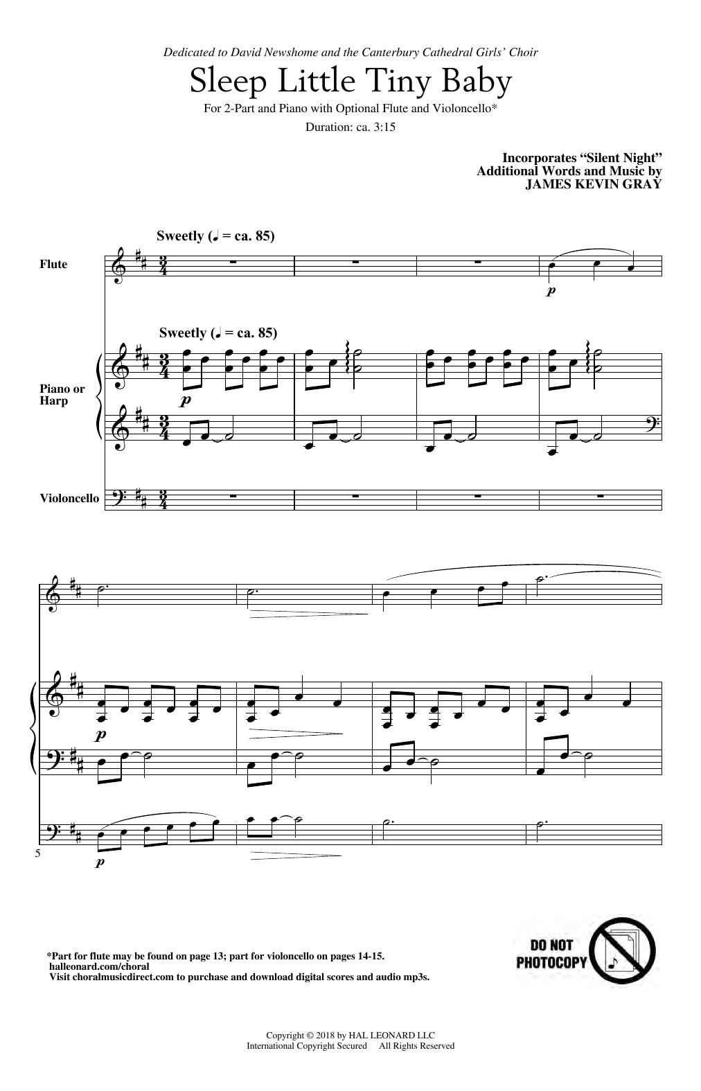 James Kevin Gray Sleep Little Tiny Baby Sheet Music
