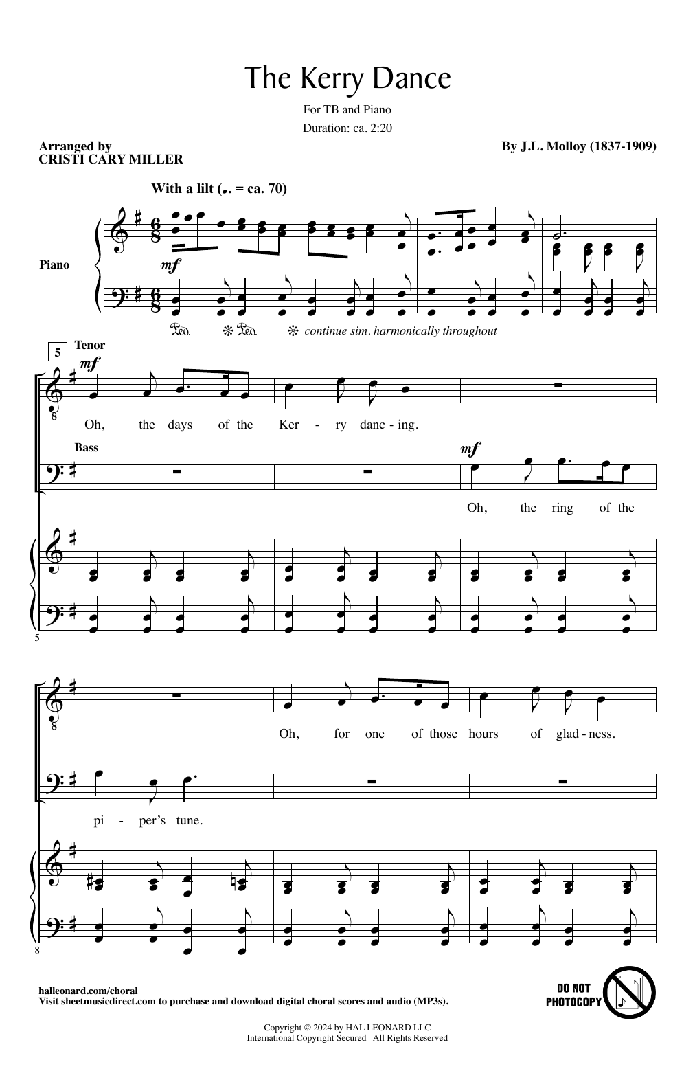 James L. Molloy The Kerry Dance (arr. Cristi Cary Miller) Sheet Music