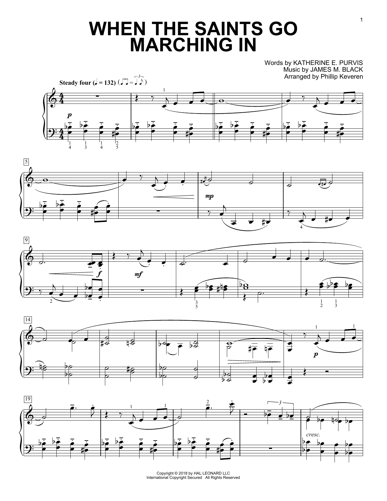James M. Black When The Saints Go Marching In [Classical version] (arr. Phillip Keveren) Sheet Music