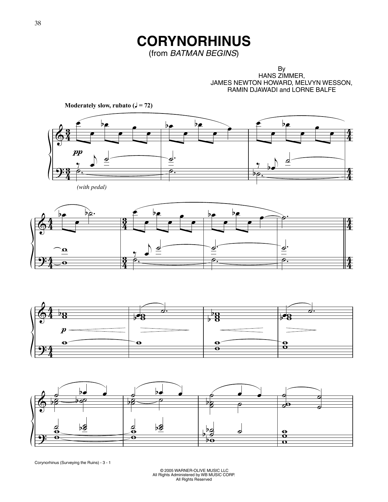 James Newton Howard and Hans Zimmer Corynorhinus (Surveying the Ruins) (from Batman Begins) Sheet Music
