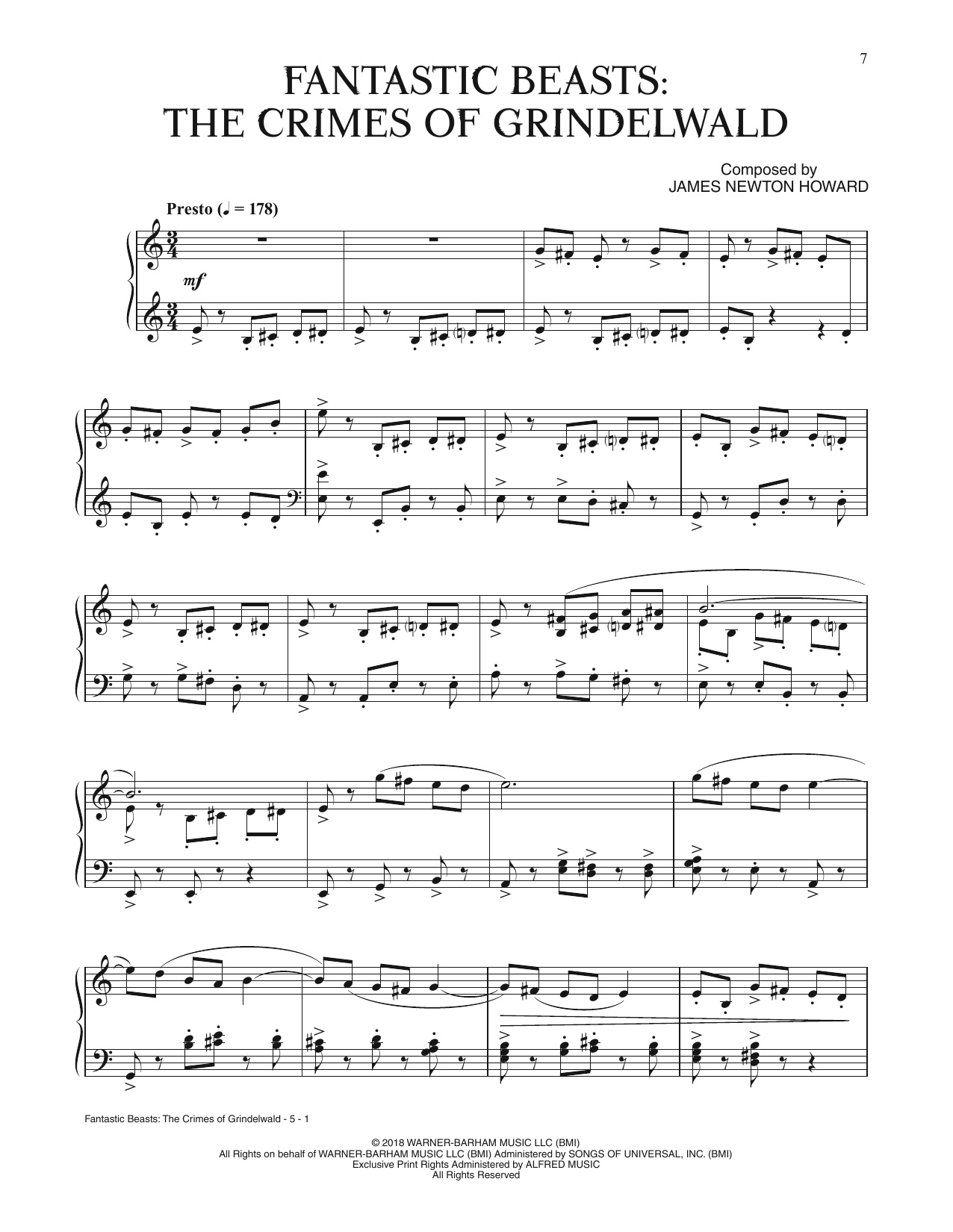 James Newton Howard Fantastic Beasts: The Crimes Of Grindelwald Sheet Music