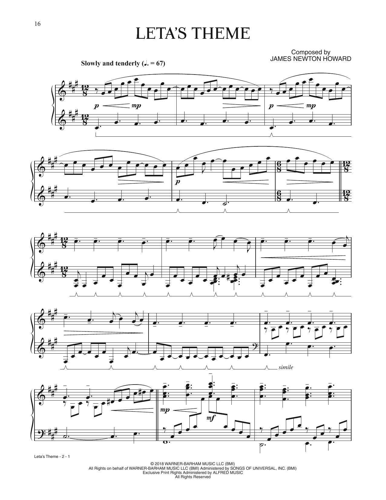 James Newton Howard Leta's Theme (from Fantastic Beasts: The Crimes Of Grindelwald) Sheet Music