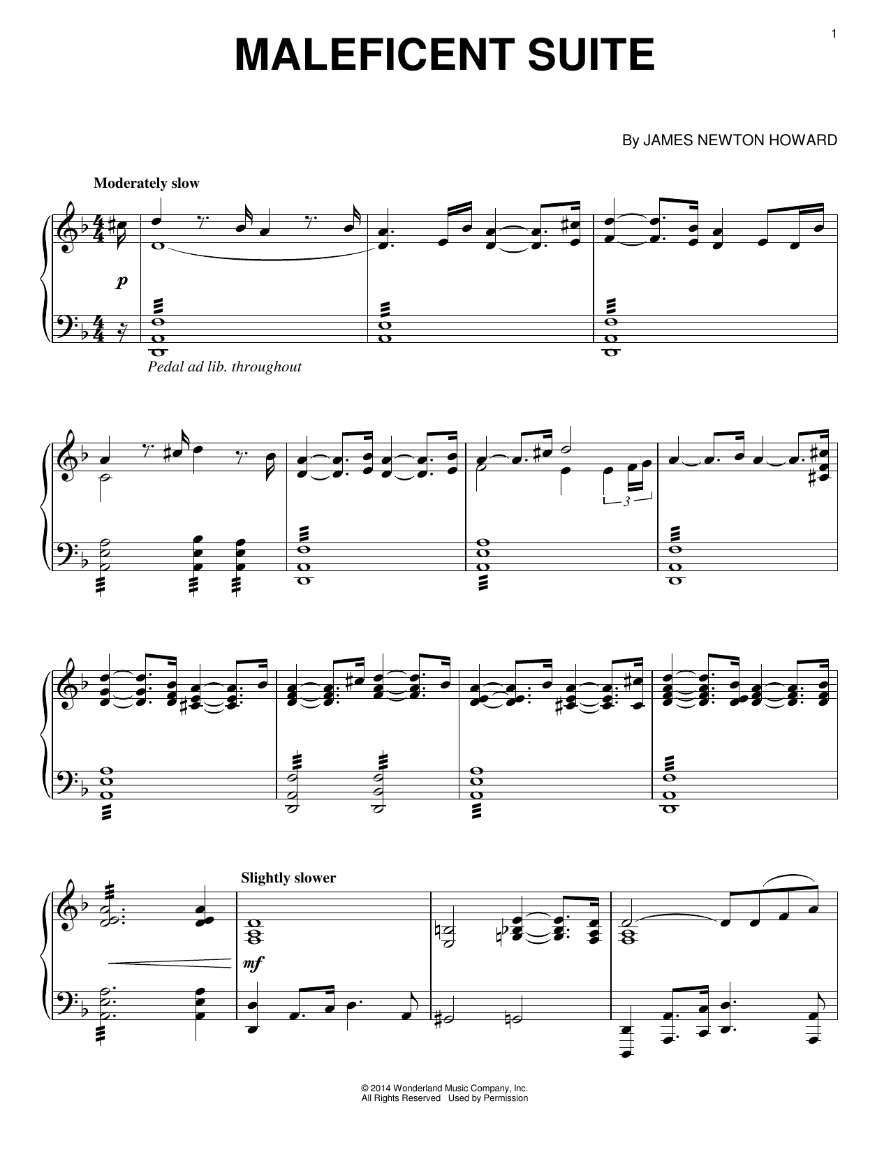 James Newton Howard Maleficent Suite Sheet Music