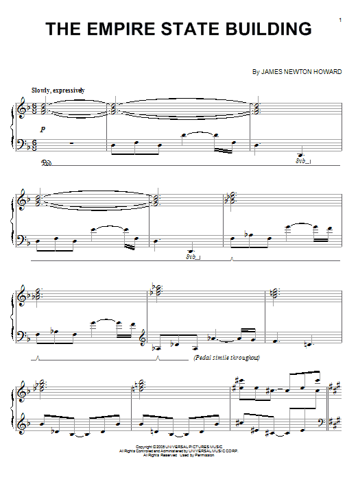 James Newton Howard The Empire State Building Sheet Music