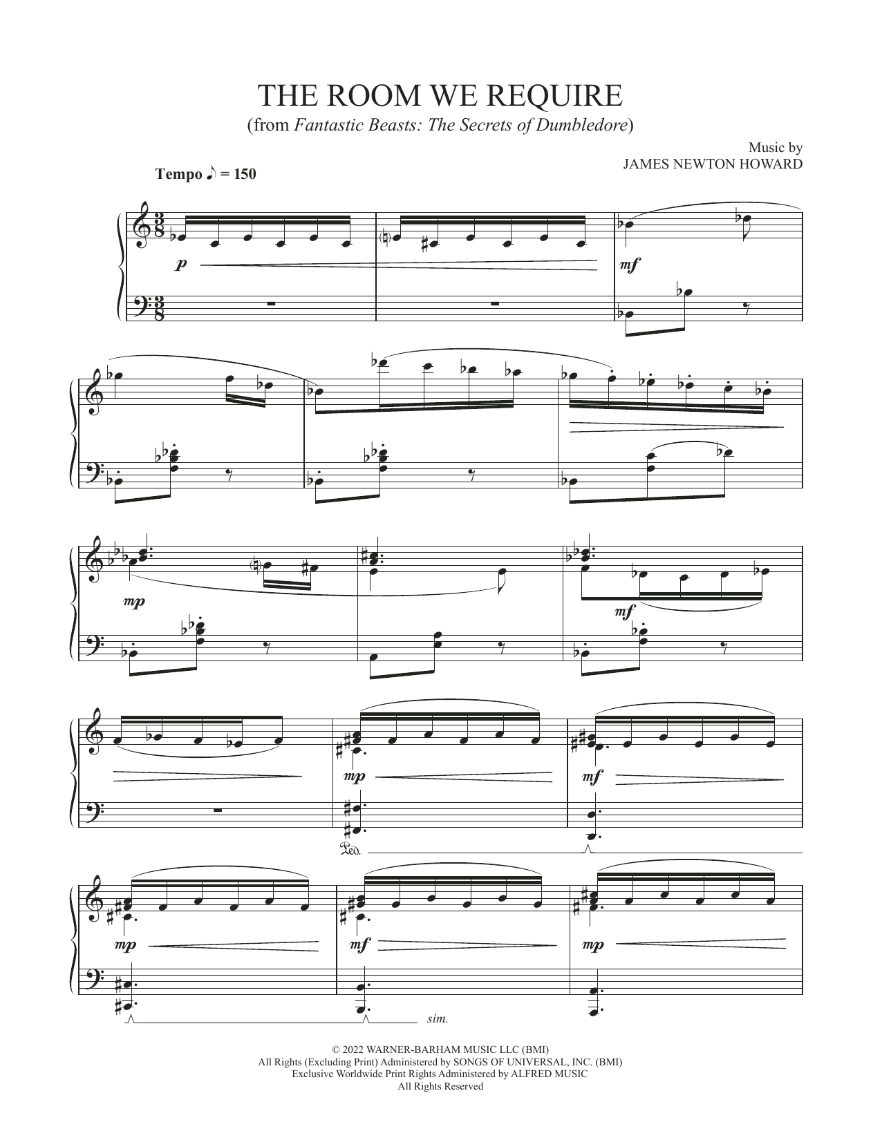 James Newton Howard The Room We Require (from Fantastic Beasts: The Secrets Of Dumbledore) Sheet Music