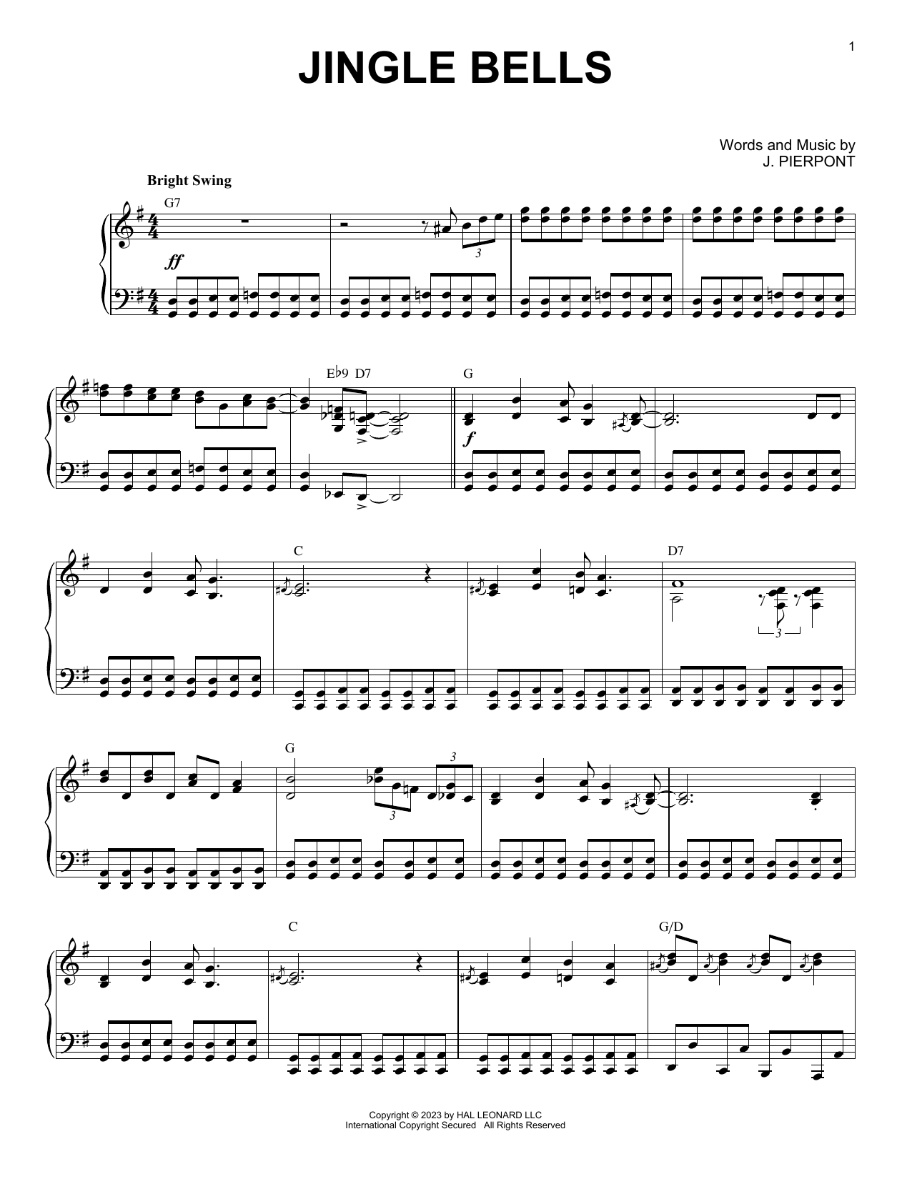 J. Pierpont Jingle Bells [Boogie Woogie version] (arr. Brent Edstrom) Sheet Music