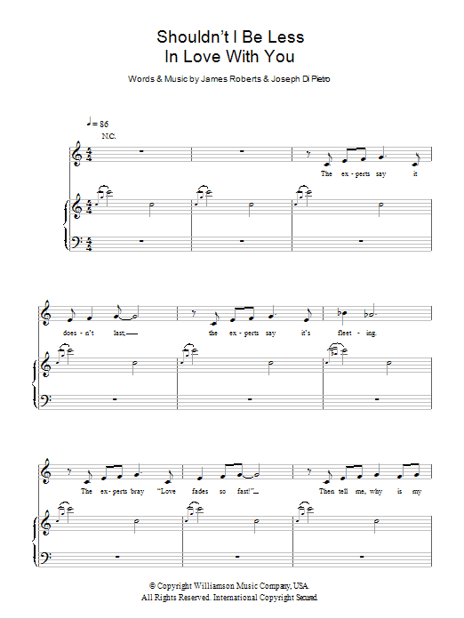 James Roberts Shouldn't I Be Less In Love With You Sheet Music