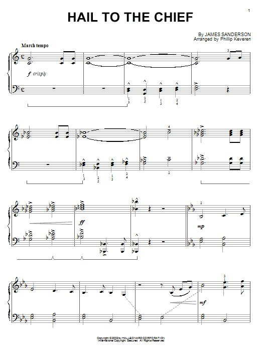 James Sanderson Hail To The Chief (arr. Phillip Keveren) Sheet Music
