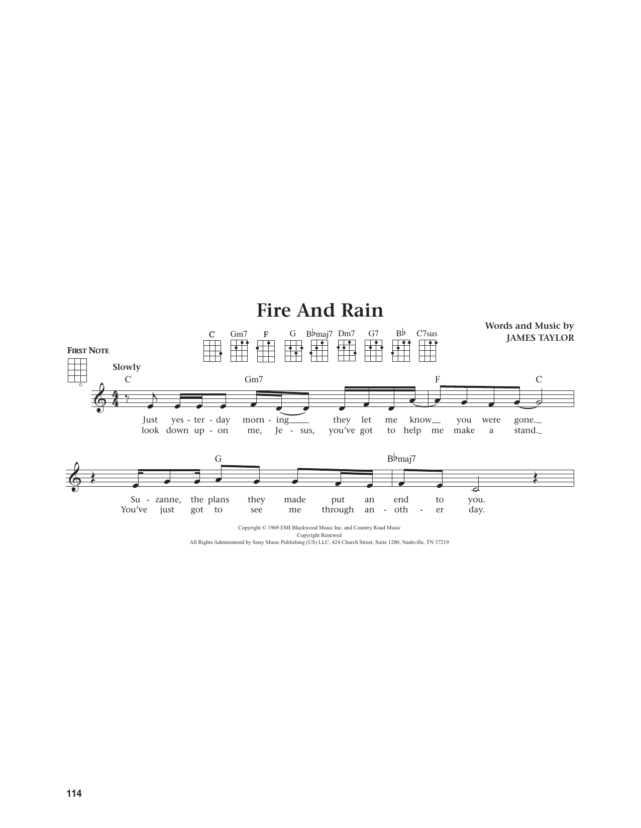 James Taylor Fire And Rain (from The Daily Ukulele) (arr. Jim Beloff) Sheet Music