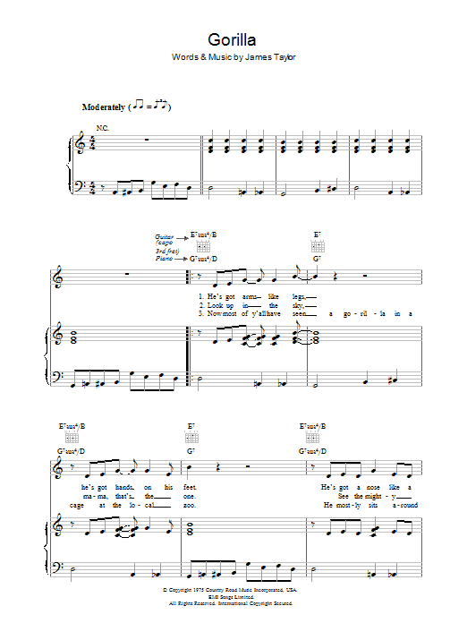 James Taylor Gorilla Sheet Music