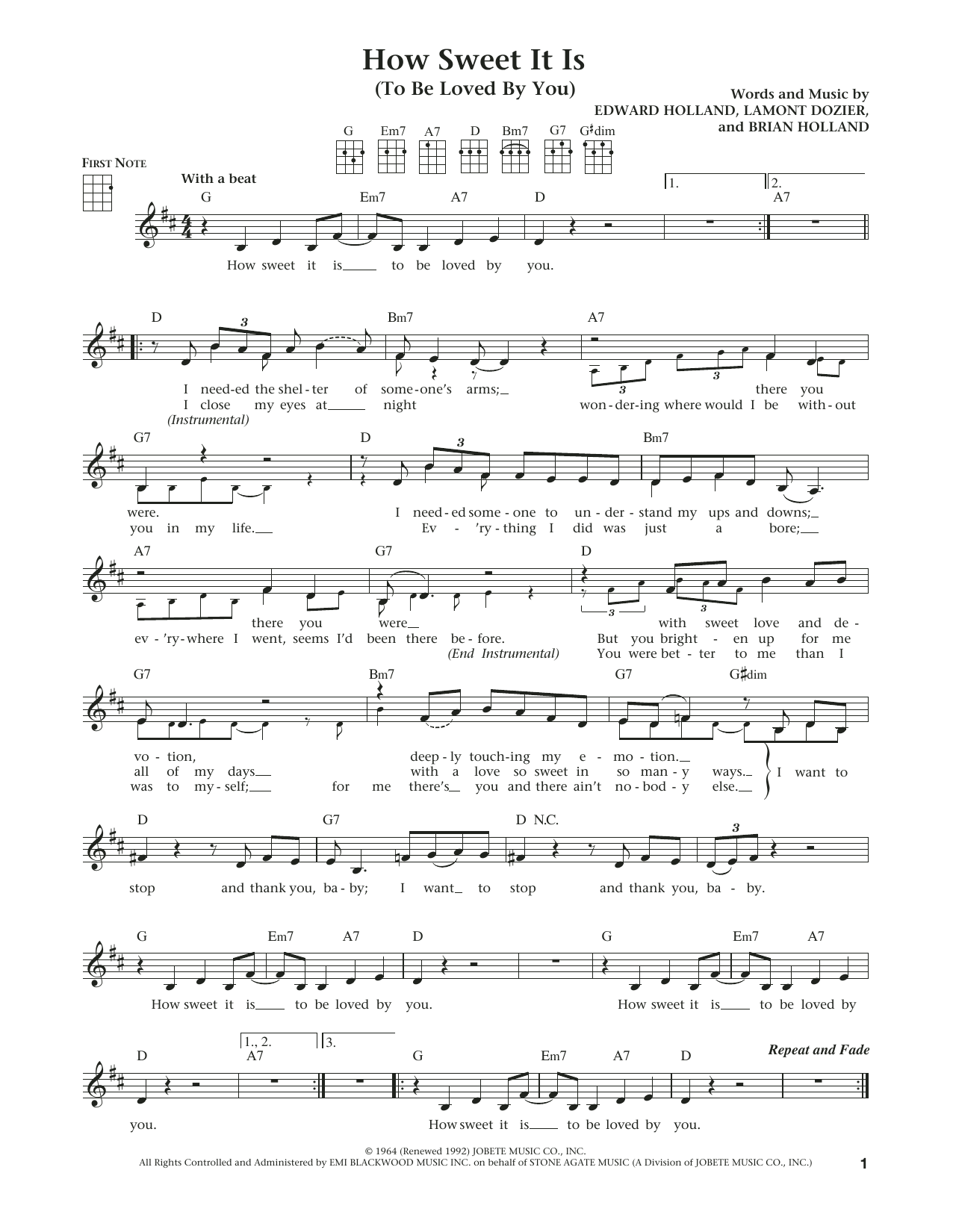 James Taylor How Sweet It Is (To Be Loved By You) (from The Daily Ukulele) (arr. Liz and Jim Sheet Music