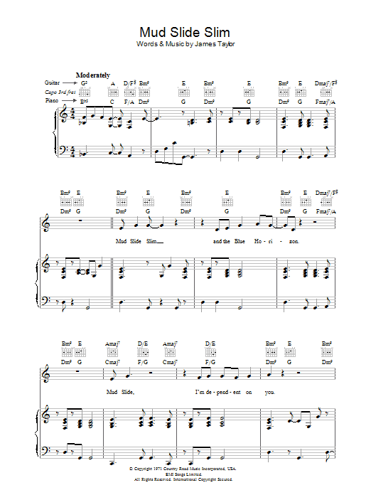 James Taylor Mud Slide Slim Sheet Music
