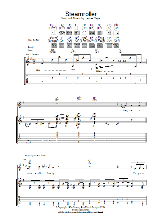 James Taylor Steam Roller Sheet Music