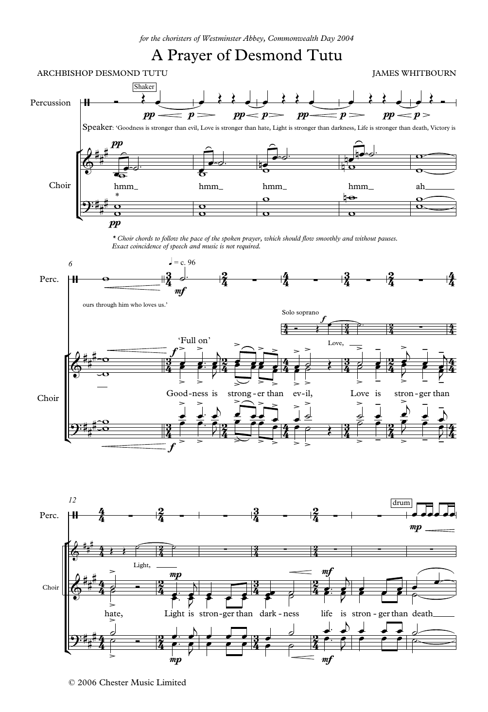 James Whitbourn A Prayer Of Desmond Tutu Sheet Music