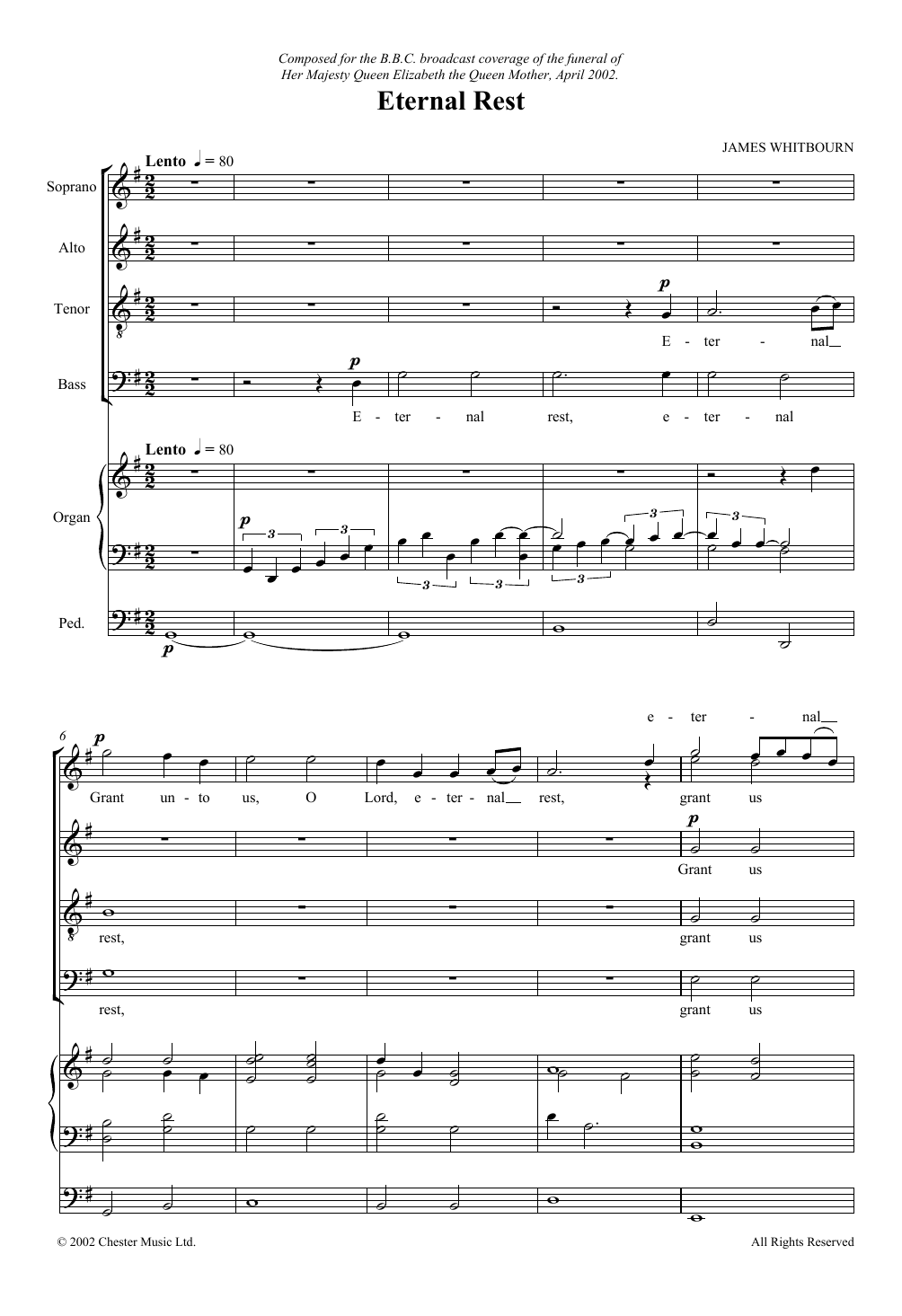 James Whitbourn Eternal Rest Sheet Music