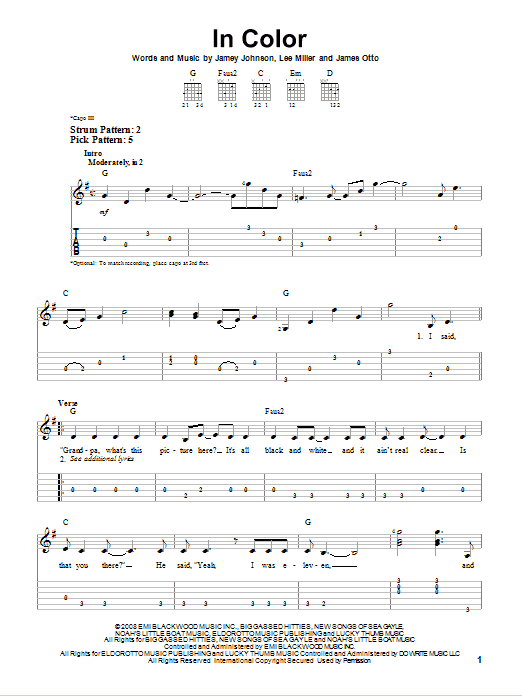 Jamey Johnson In Color Sheet Music
