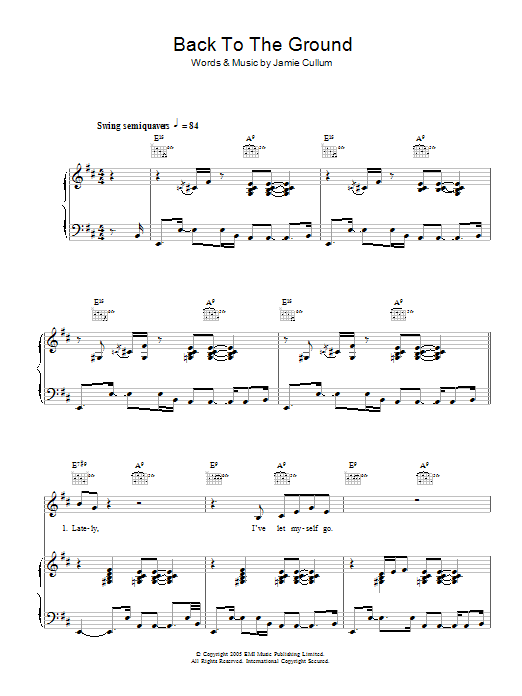 Jamie Cullum Back To The Ground Sheet Music