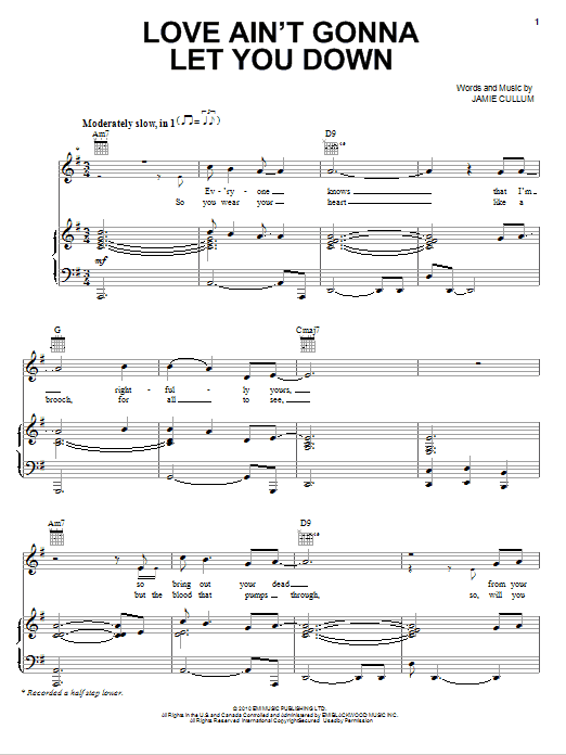 Jamie Cullum Love Ain't Gonna Let You Down Sheet Music