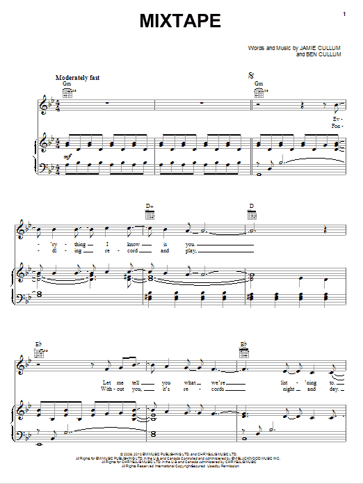 Jamie Cullum Mixtape Sheet Music