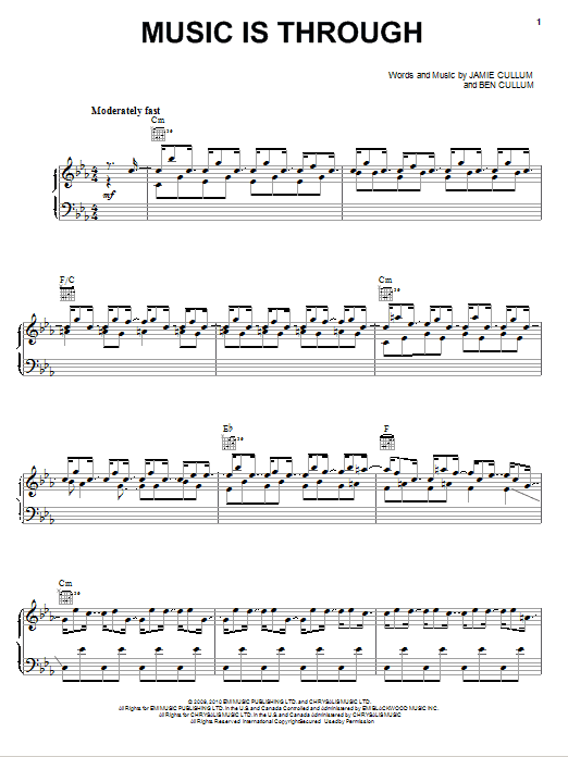 Jamie Cullum Music Is Through Sheet Music