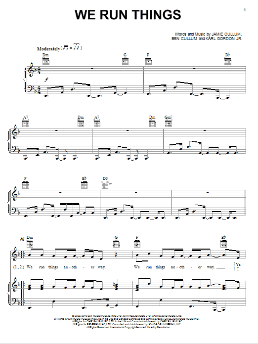 Jamie Cullum We Run Things Sheet Music