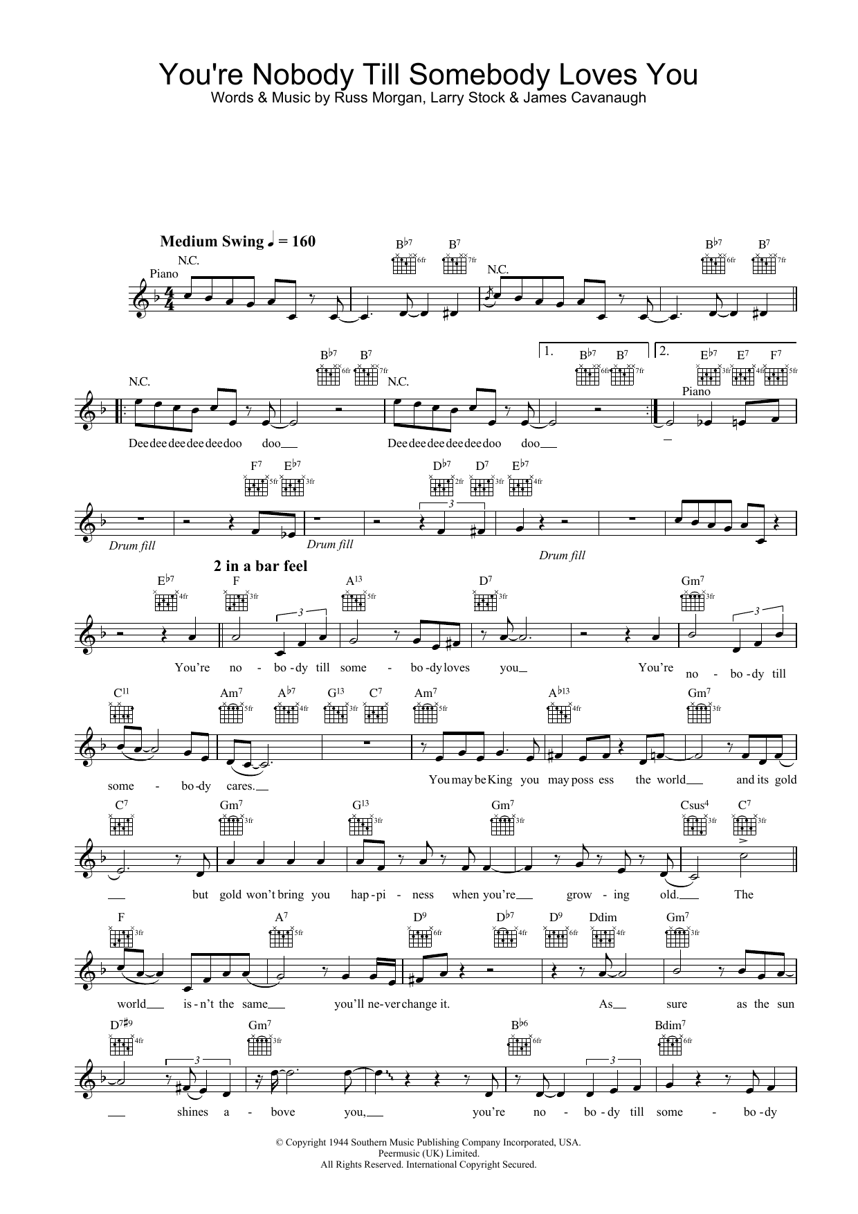 Jamie Cullum You're Nobody Till Somebody Loves You Sheet Music
