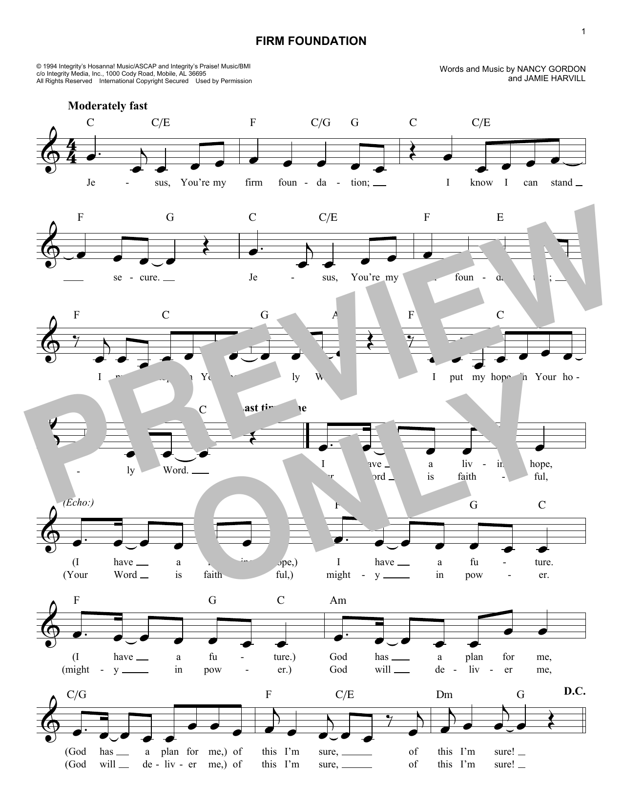 Jamie Harvill Firm Foundation Sheet Music