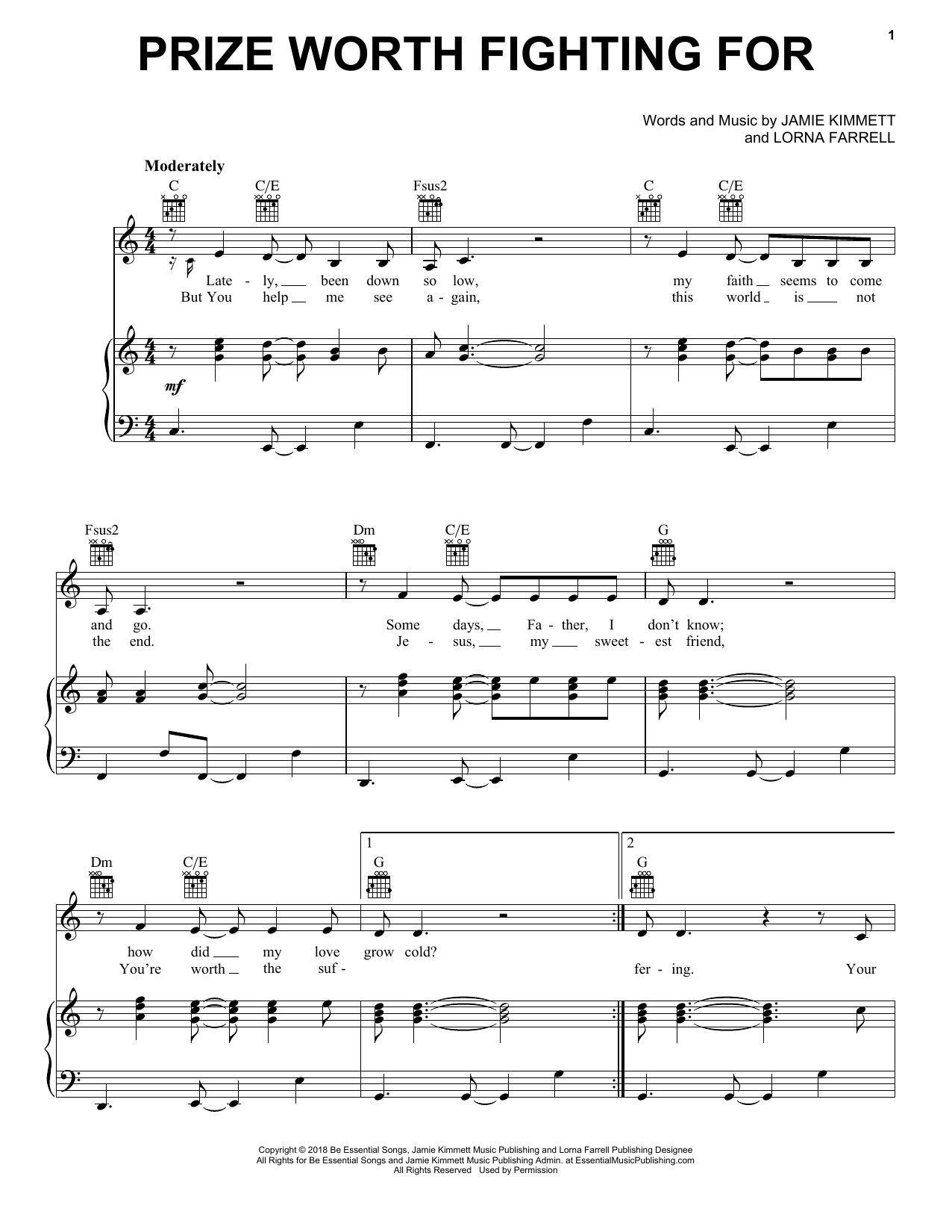 Jamie Kimmett Prize Worth Fighting For Sheet Music