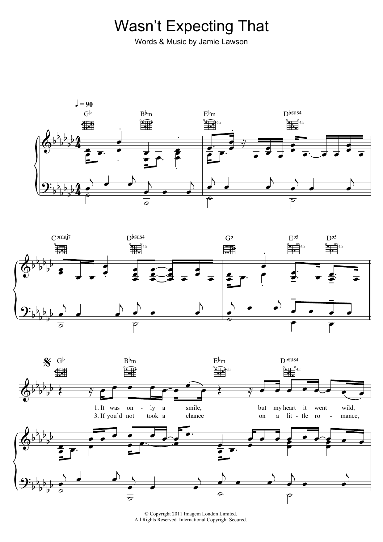 Jamie Lawson Wasn't Expecting That Sheet Music