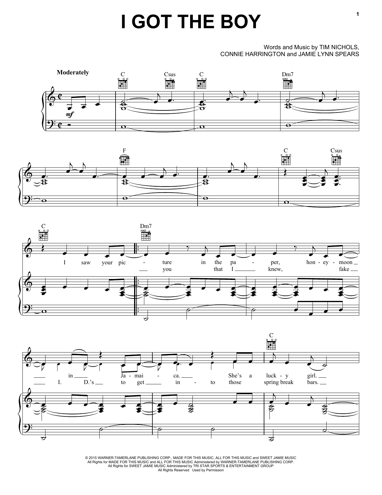 Jana Kramer I Got The Boy Sheet Music