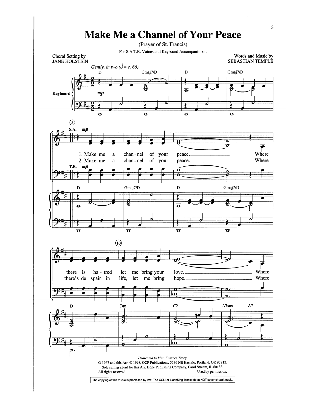 Jane Holstein Make Me A Channel Of Your Peace Sheet Music