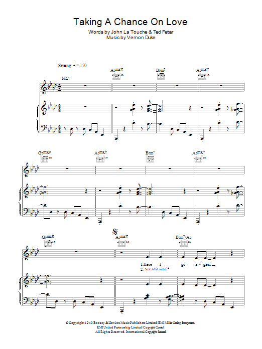 Jane Monheit Taking A Chance On Love Sheet Music