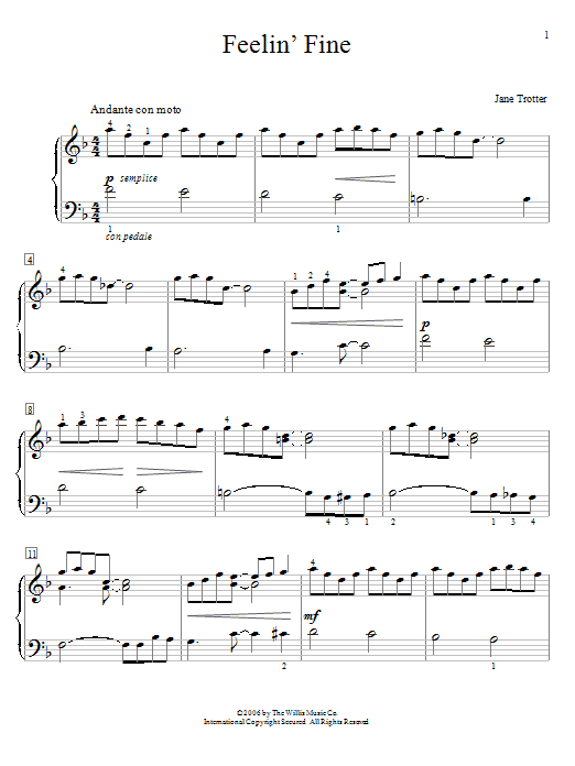 Jane Trotter Feelin' Fine Sheet Music