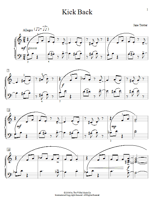Jane Trotter Kick Back Sheet Music