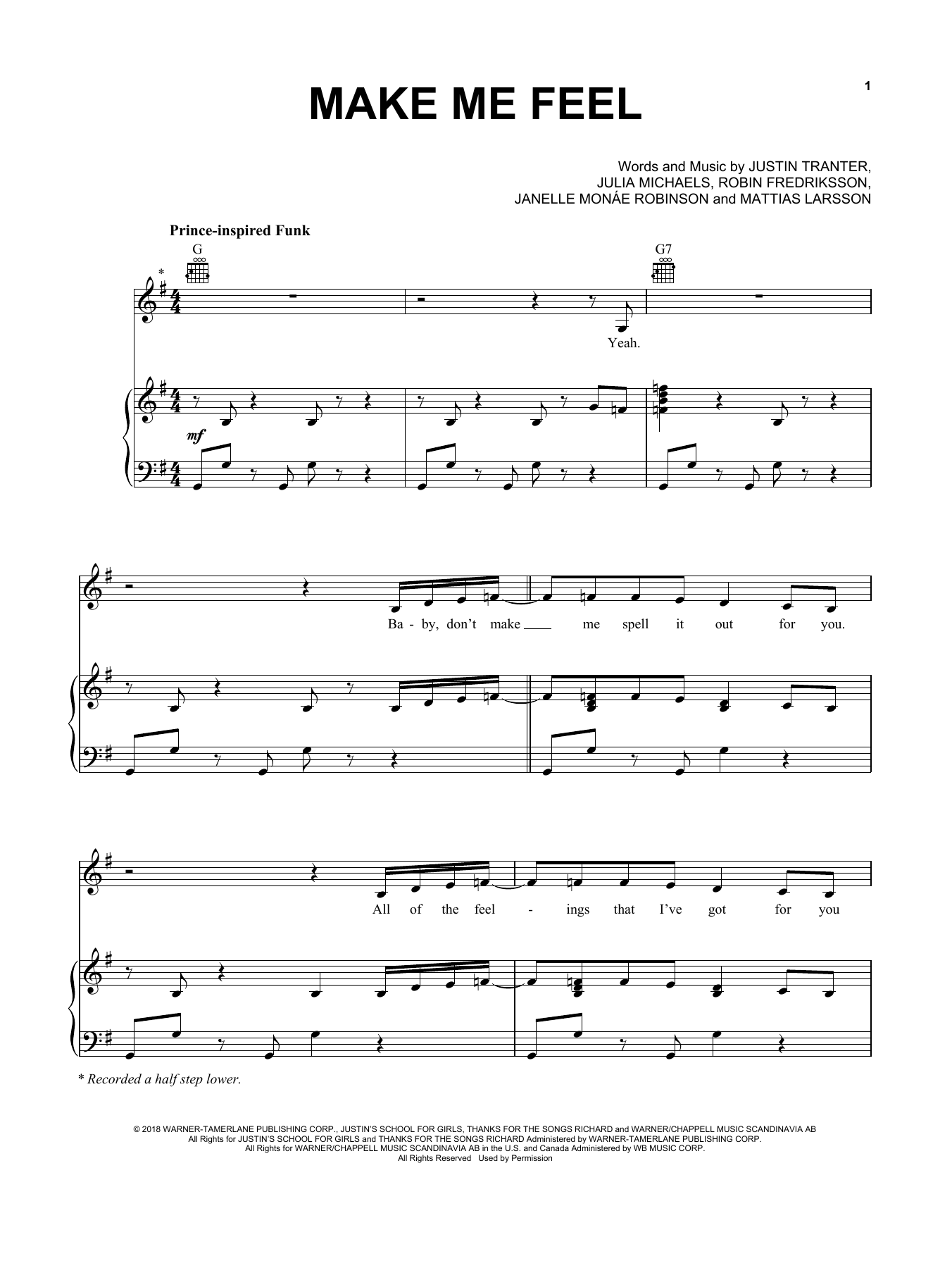 Janelle Monae Make Me Feel Sheet Music
