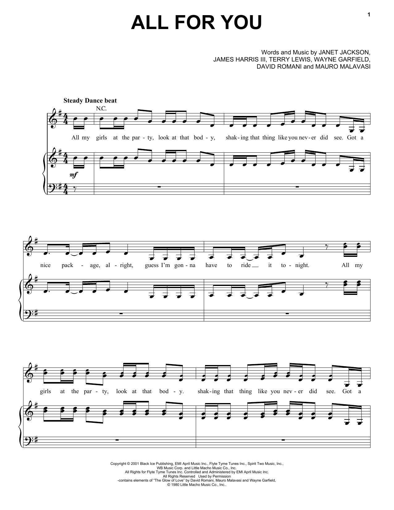 Janet Jackson All For You Sheet Music